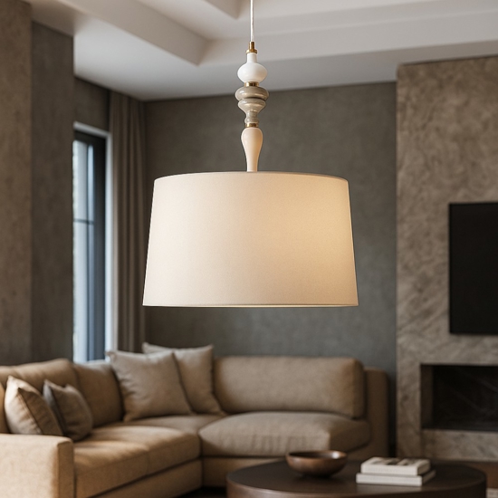 Lampadario in ceramica con paralume per soggiorno abaco perenz